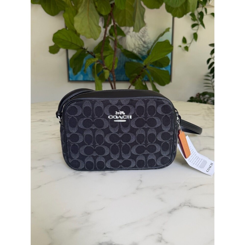 NWOT Coach Jamie Camera Bag In Signature Denim Silver / Black CDE89 Crossbody